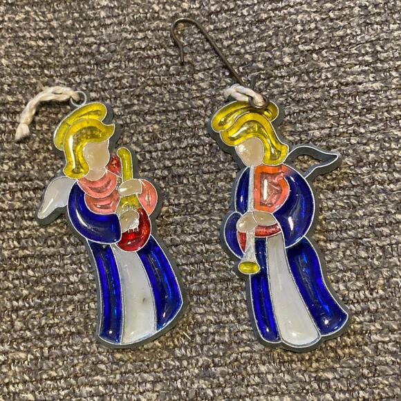 Stained Glass Vintage Ornaments Angels Choir Singing - Candles GiftCo Bundle Lot - Picture 7 of 10